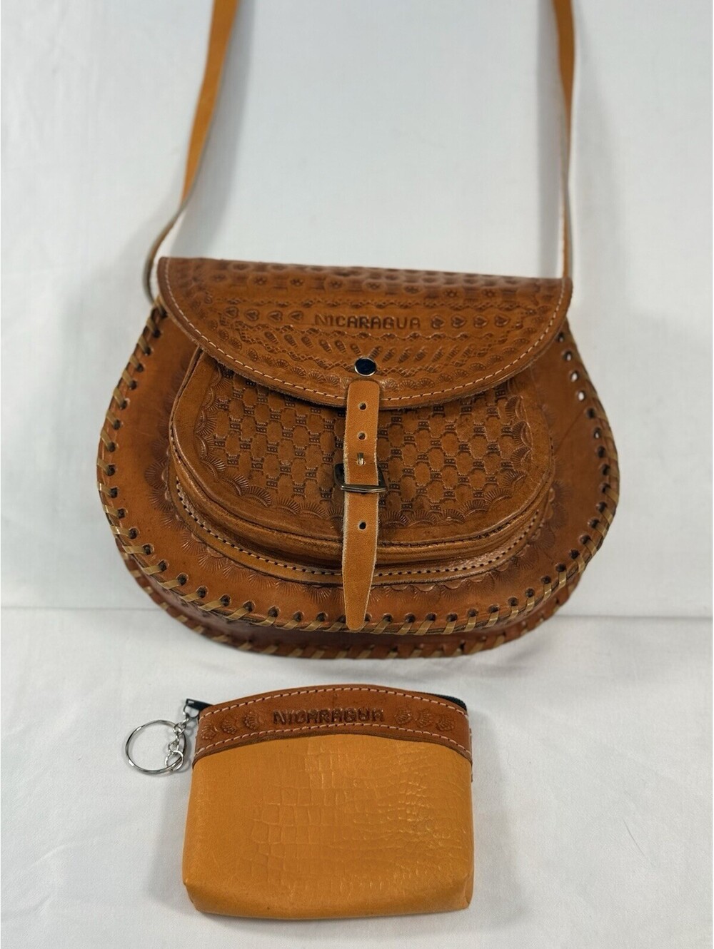 Handmade Leather Crossbody Bag With Coin Purse Made Nicaragua Boho Saddle